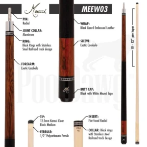 Meucci Exotic Wood Pool Cue - Cocobolo